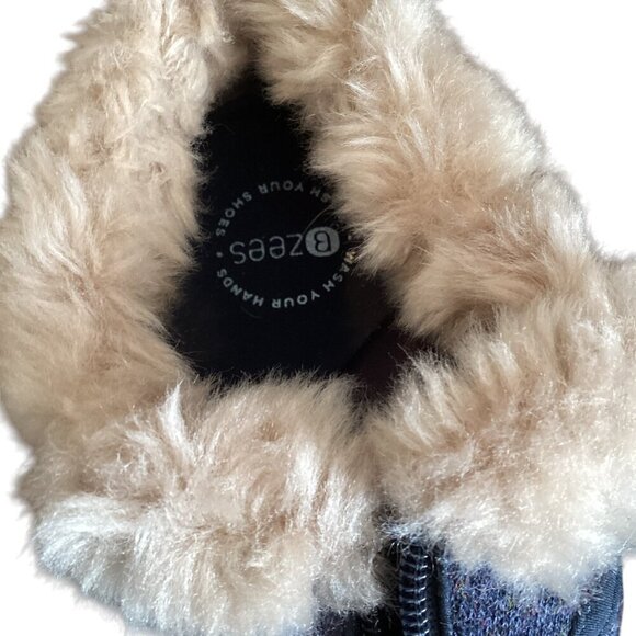 BZees Golden Zip Bootie Faux Fur Accent Sz 9-9.5 Navy Blue #74R - Picture 6 of 9